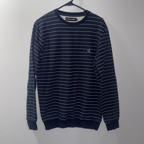Sutra Stores Navy blue Striped Sweatshirt Men's size XL - Picture 1 of 4